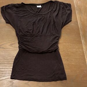 Suzy Shier Dark Brown Short Sleeve Top